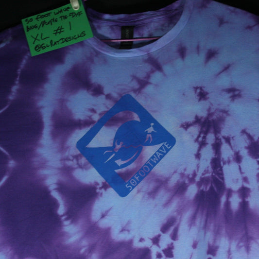 50 foot wave logo T-Shirt - ONE OFF Blue/Purple Tie-Dye XLarge (#1) ***MISPRINT*** - ElRatDesigns - T Shirt