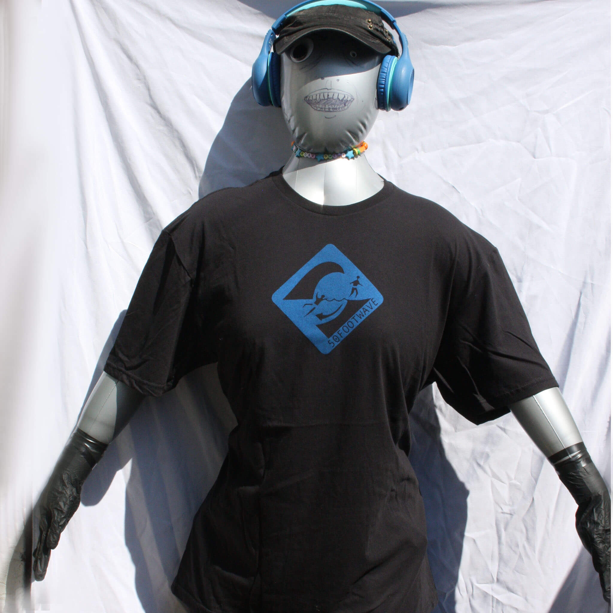 50 Foot Wave Logo Tee - Hand Screen-Printed by ElRat Designs