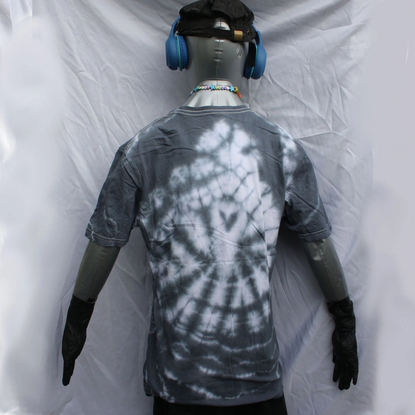 Octoclops Hand-Drawn Cephalopod Tee - Medium Misprint - White/Black Tie-Dye | ElRat Designs