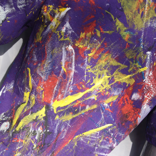 Messy Artist shirt, One of a kind, hand printed art shirt Purple Small MA.Pu.S1 | ElRat Designs