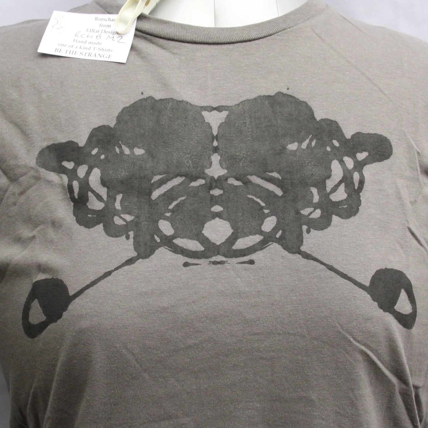 Rorschach, Charcoal cotton T-Shirt with Black ink blot - Medium #2 (RCH B M2)