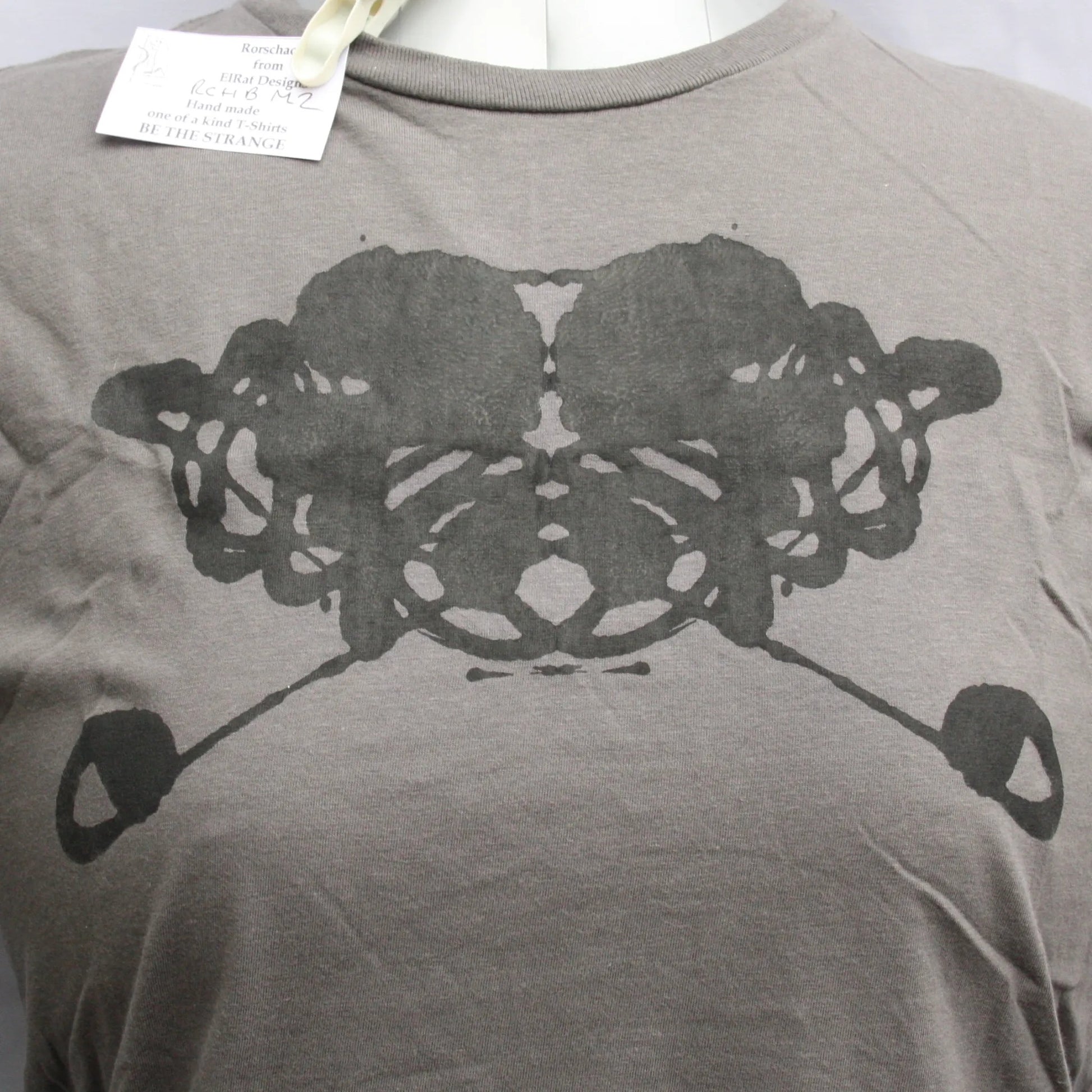Rorschach, Charcoal cotton T-Shirt with Black ink blot - Medium #2 (RCH B M2)
