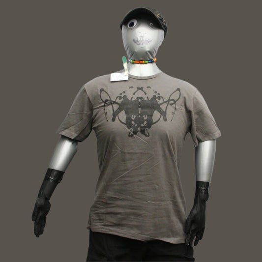 Rorschach, Charcoal cotton T-Shirt with Black ink blot - Medium #3 (RCH B M3)