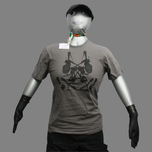 Rorschach, Charcoal cotton T-Shirt with Black ink blot  - Small #1 (RCH B S1)