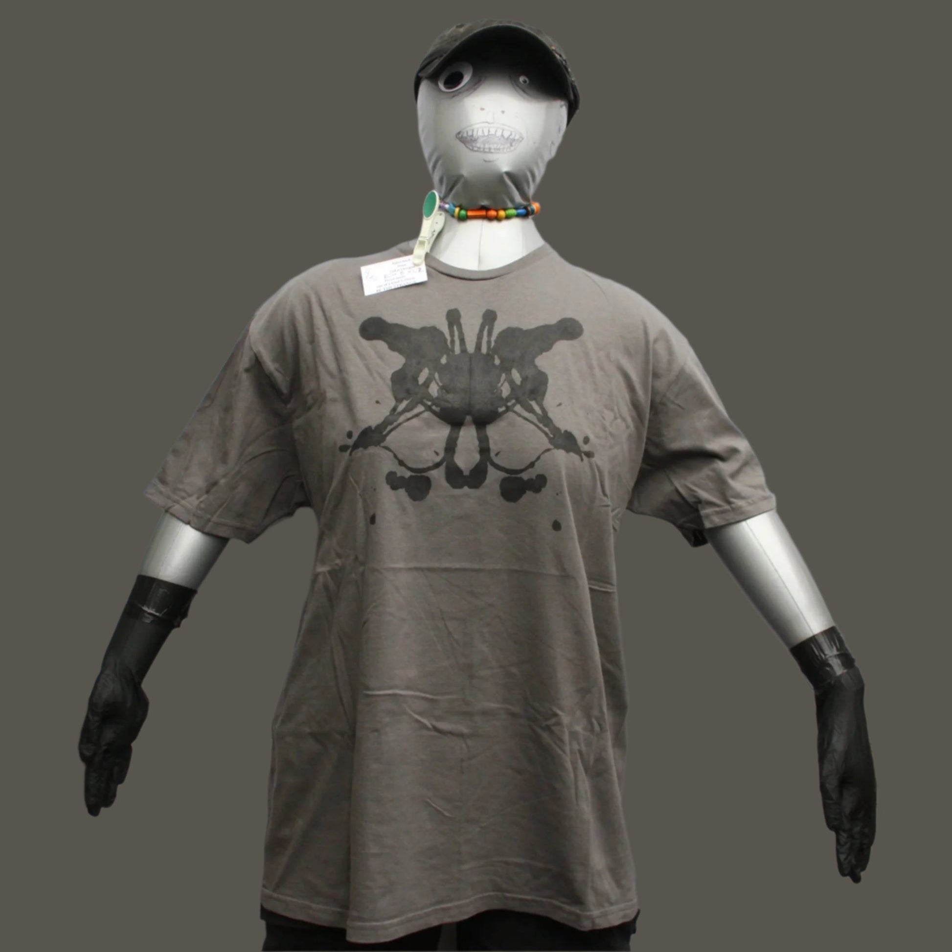 Rorschach, Charcoal cotton T-Shirt with Black ink blot  - XL #2 (RCH B XL2)