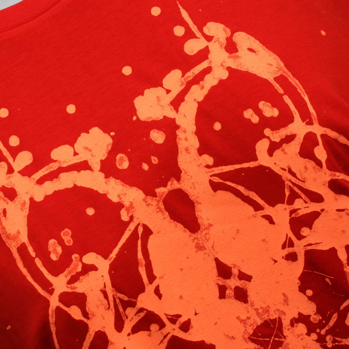 Rorschach, Red cotton T-Shirt with Fluorescent Orange ink blot - 3XL #1 (RR FlO 3XL1)