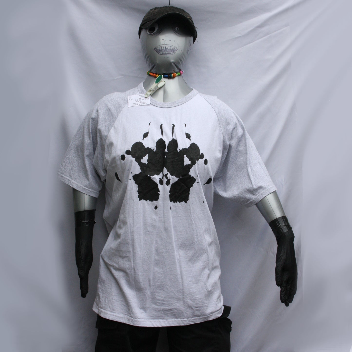 Rorschach, White/Grey cotton T-Shirt with Black ink blot - 2XL #1 (RG/W B 2XL1)