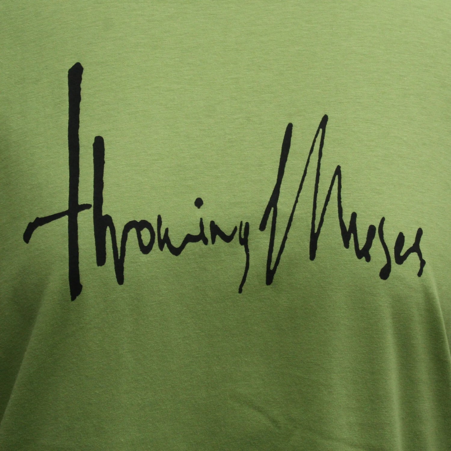 Throwing Muses 1986 logo - Screen printed T-Shirt - ElRatDesigns - T-Shirt in Kiwi with Black water based ink