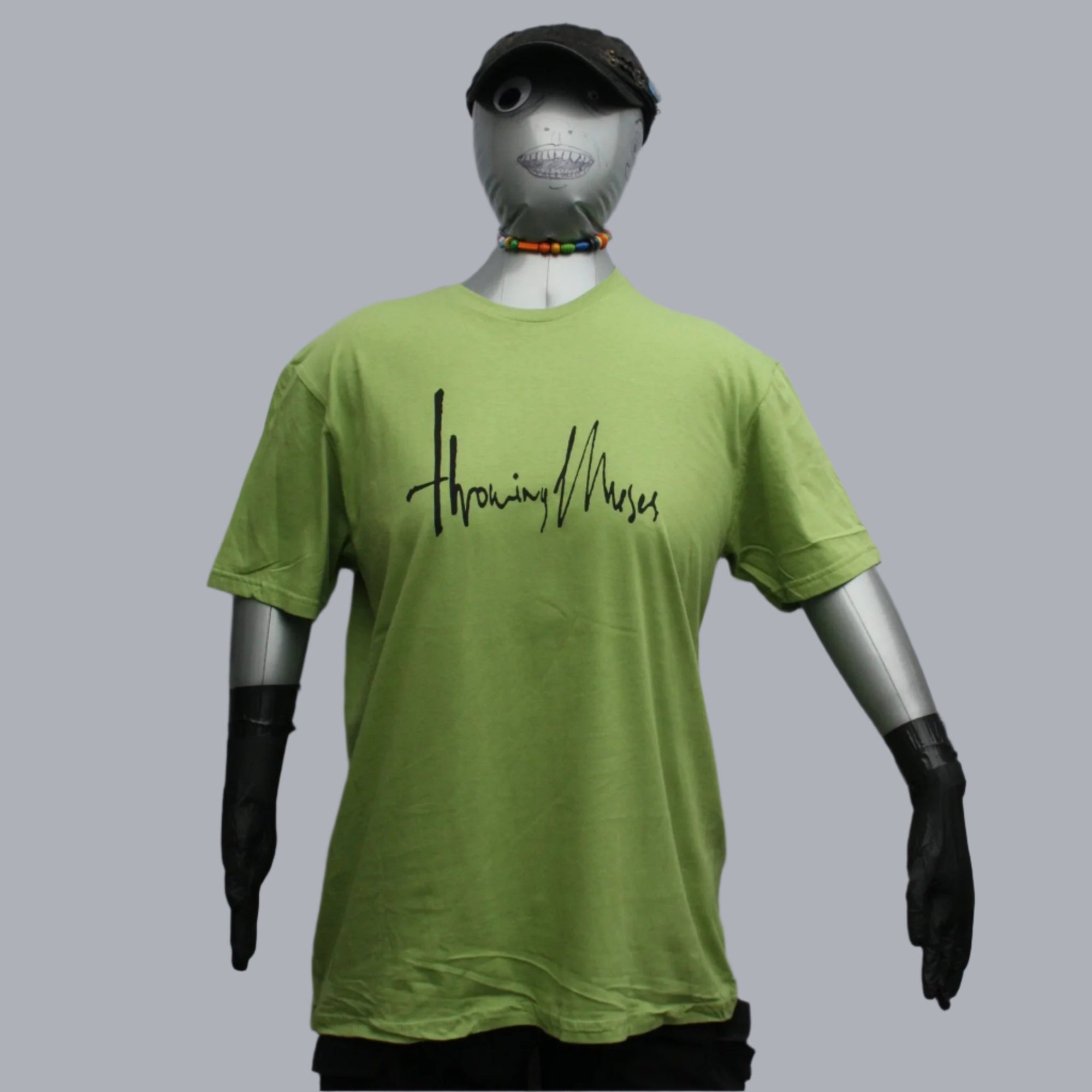 Throwing Muses 1986 logo - Screen printed T-Shirt   in kiwi with black water based ink from ElRatDesigns