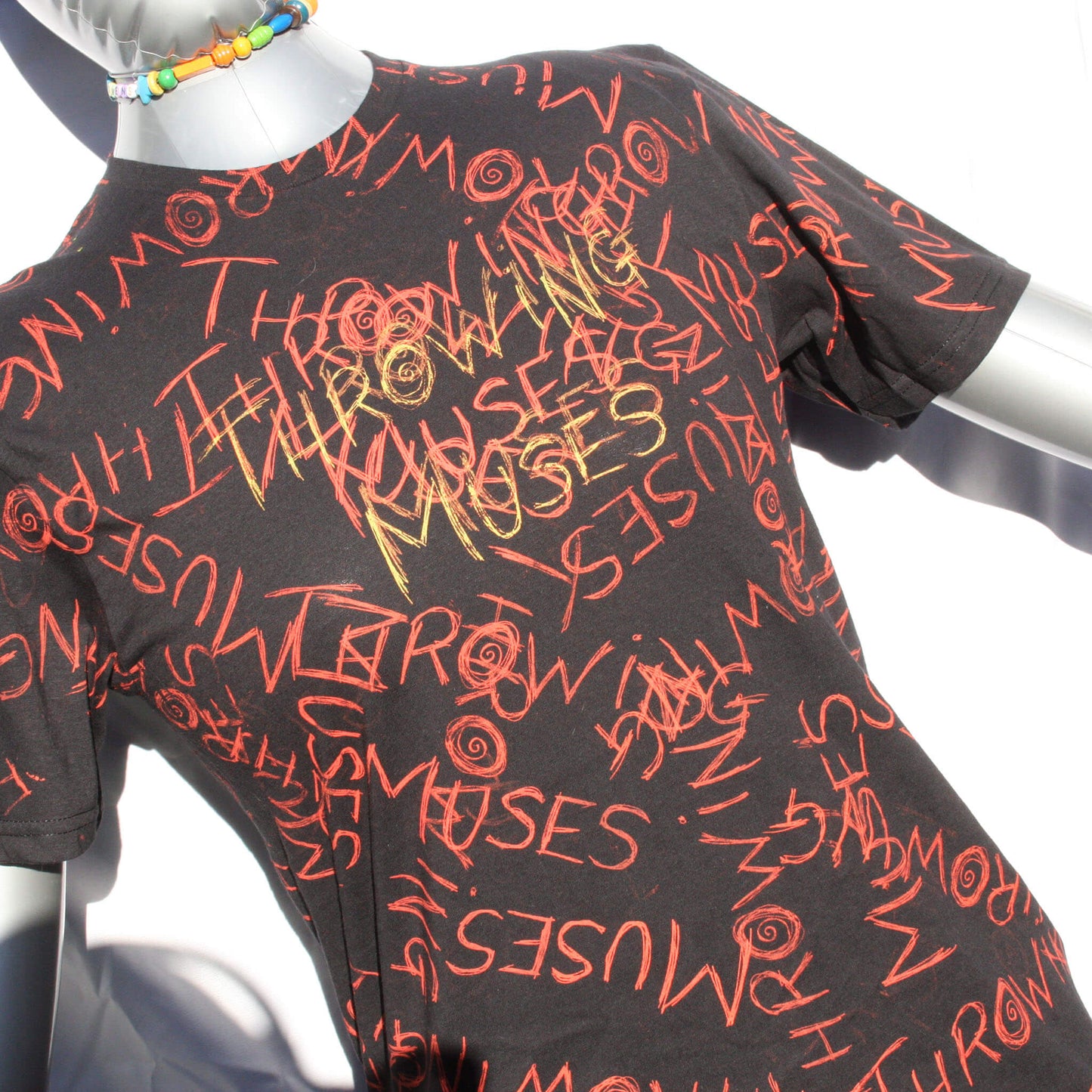 Throwing Muses ElRat Scruffy font - One of a kind Messy Print T-Shirt by ElRat Designs front close