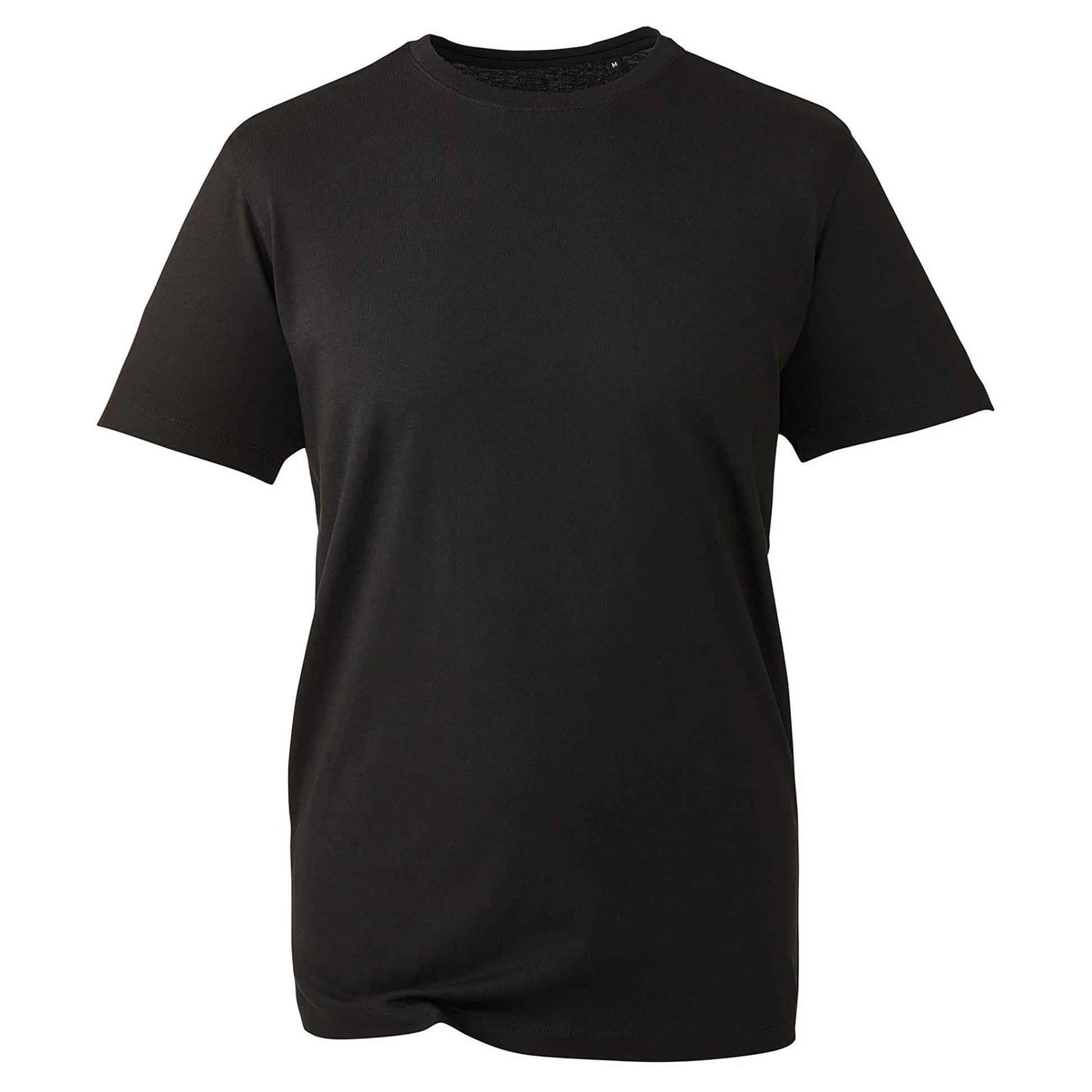 Blank Anthem 100% organic cotton T-shirt, 100% cotton fabric, showcasing a classic, comfortable fit for custom prints or personal designs. (AM10_black_ft)