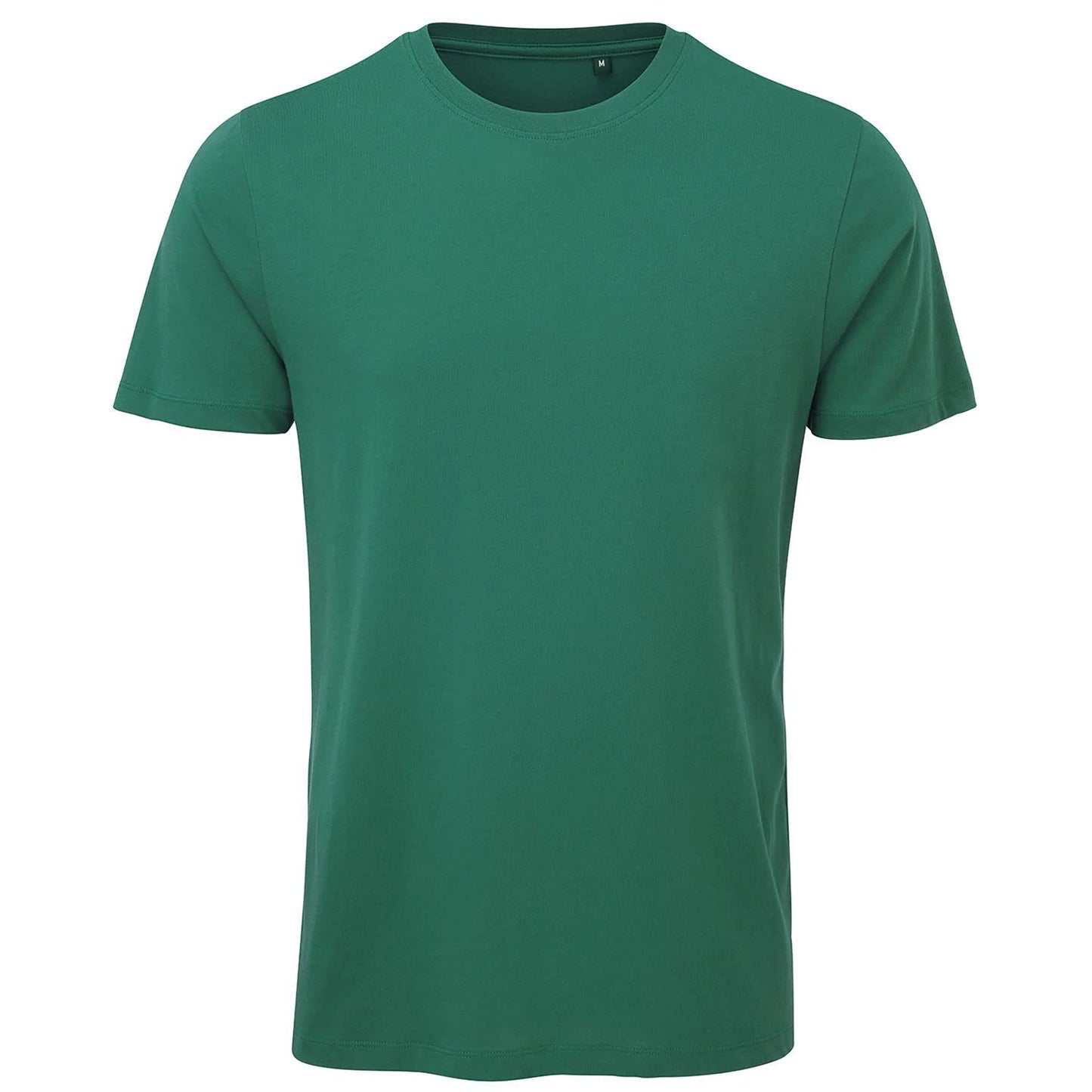 Blank Anthem 100% organic cotton T-shirt, 100% cotton fabric, showcasing a classic, comfortable fit for custom prints or personal designs. (AM10_pinegreen_ft)