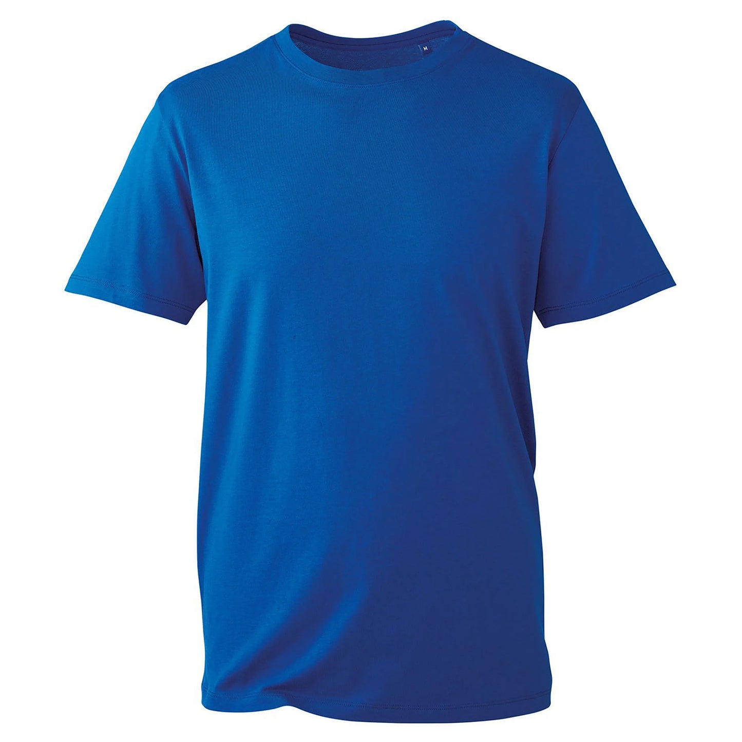 Blank Anthem 100% organic cotton T-shirt, 100% cotton fabric, showcasing a classic, comfortable fit for custom prints or personal designs. (AM10_royal_ft)