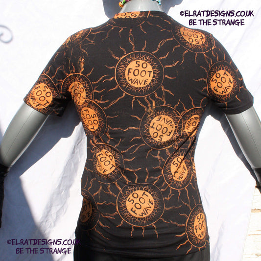 ElRat 50 Foot Wave "Staring into the Sun" One-of-a-Kind Messy Print, Imperfect art shirt. Hand printed, by me, Just for you. Only at ElRat Designs. elratdesigns.co.uk