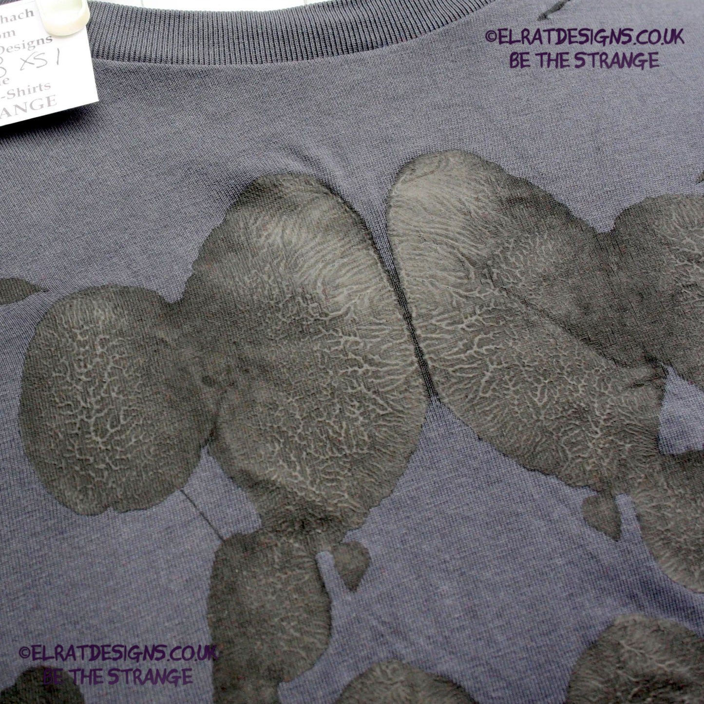 Rorschach, Anthracite cotton T-Shirt with Black ink blot - XSmall #1 (RAnt B XS1) - ElRat Designs - elratdesigns.co.uk