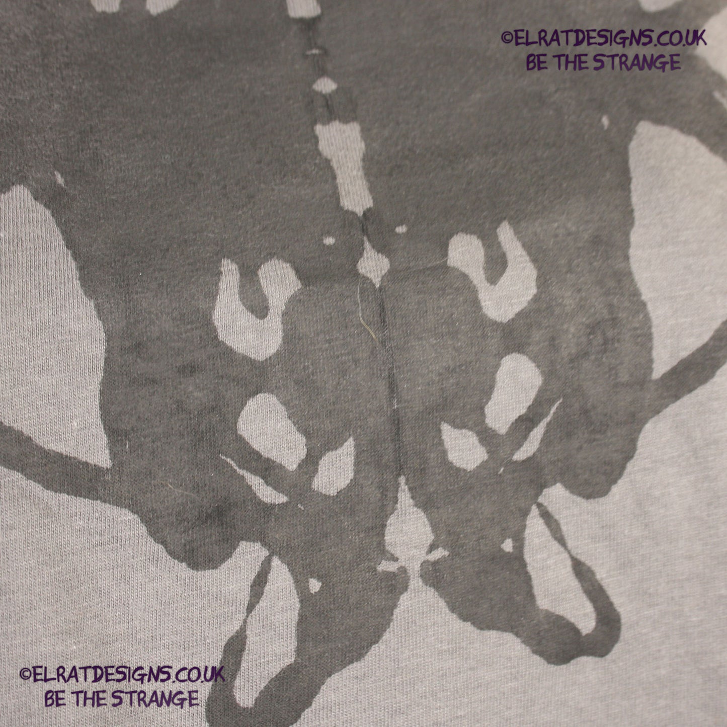 Rorschach, Charcoal cotton T-Shirt with Black ink blot - Medium #3 (RCH B M3) - ElRat Designs - elratdesigns.co.uk