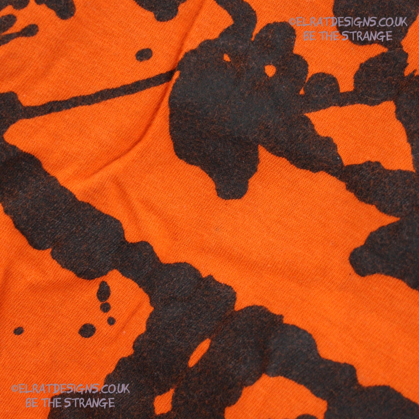 Rorschach, Orange cotton T-Shirt with Black ink blot - 2XLarge #1 (RO B 2XL1) - ElRat Designs - elratdesigns.co.uk