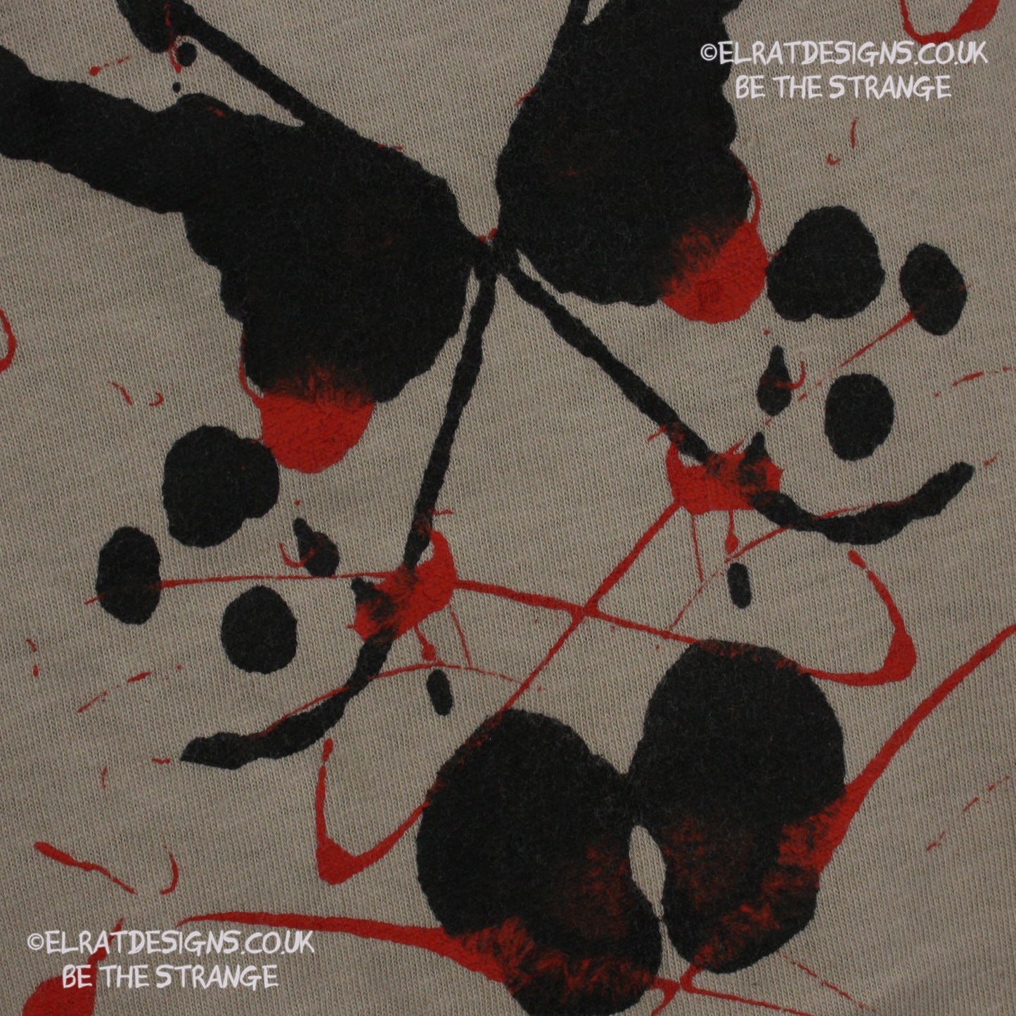 Rorschach, Sand cotton T-Shirt with Black and Red ink blot - XLarge #1 (RS BR XL1) - ElRat Designs - elratdesigns.co.uk