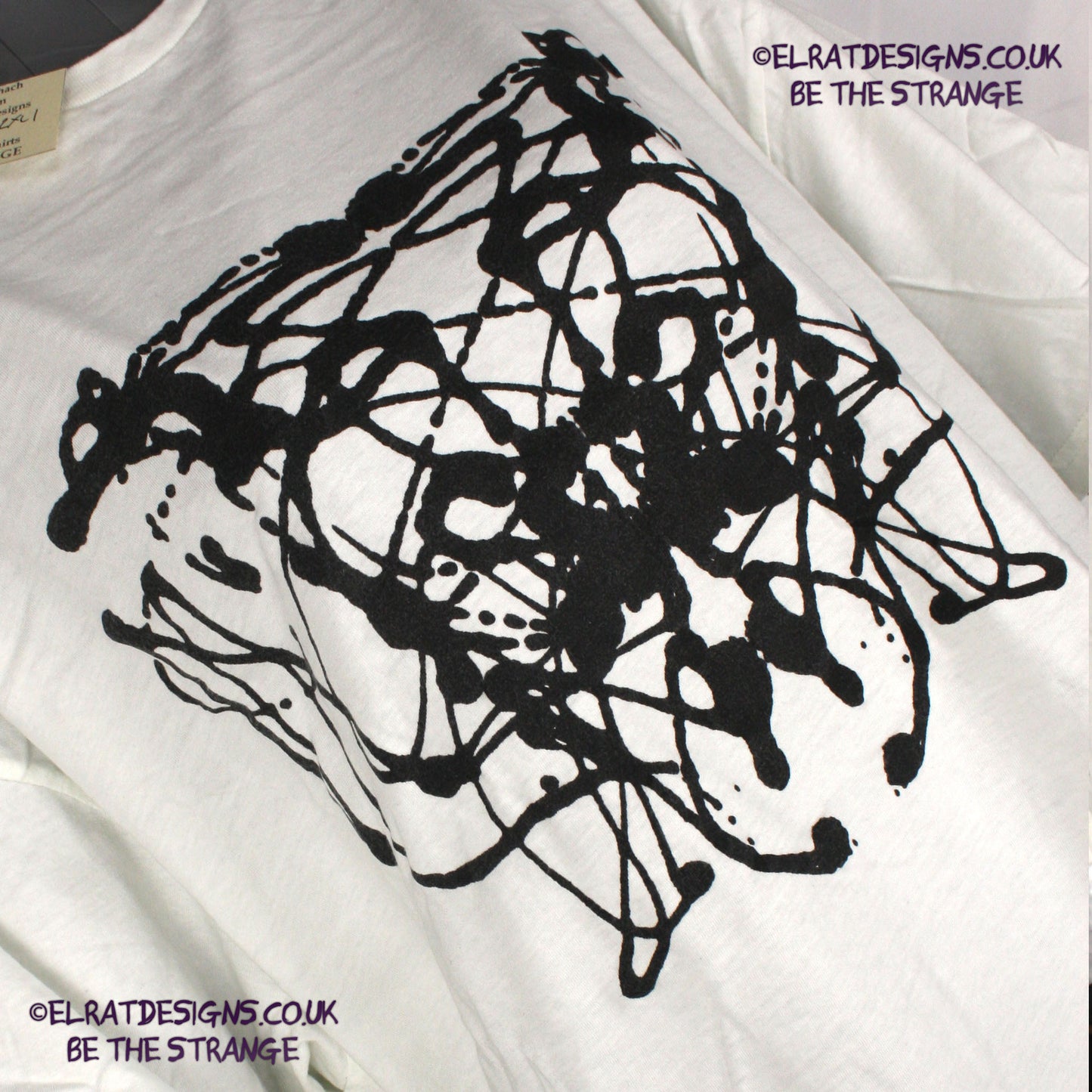 Rorschach, White cotton T-Shirt with Black ink blot - 2X Large #1 (RW B 2XL1) - ElRat Designs - elratdesigns.co.uk