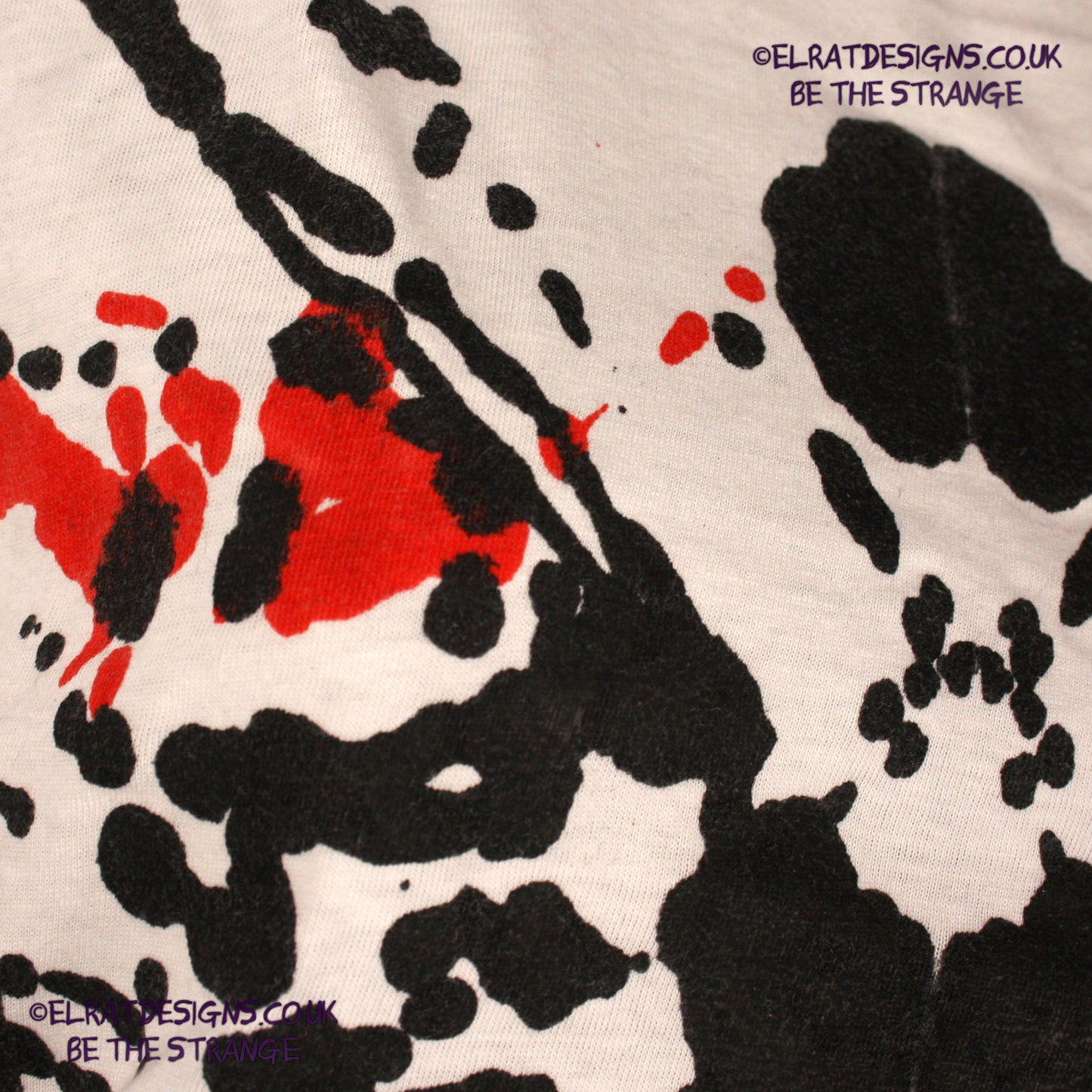 Rorschach, White cotton T-Shirt with Black and Red ink blot - Extra Large #1 (RW BR XL1) - ElRat Designs - elratdesigns.co.uk
