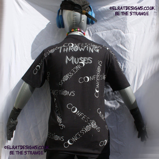 Throwing Muses Moonlight Concessions/confessions. Concede or Confess. One-of-a-Kind Messy print, imperfect and hand printed just for you, only from ElRat Designs - elratdesigns.co.uk