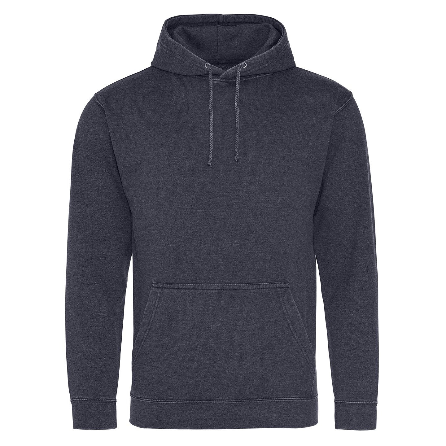 Front view of AWDis JH090 Washed hoodie, charcoal, printed with the design of your choice. From ElRat Designs