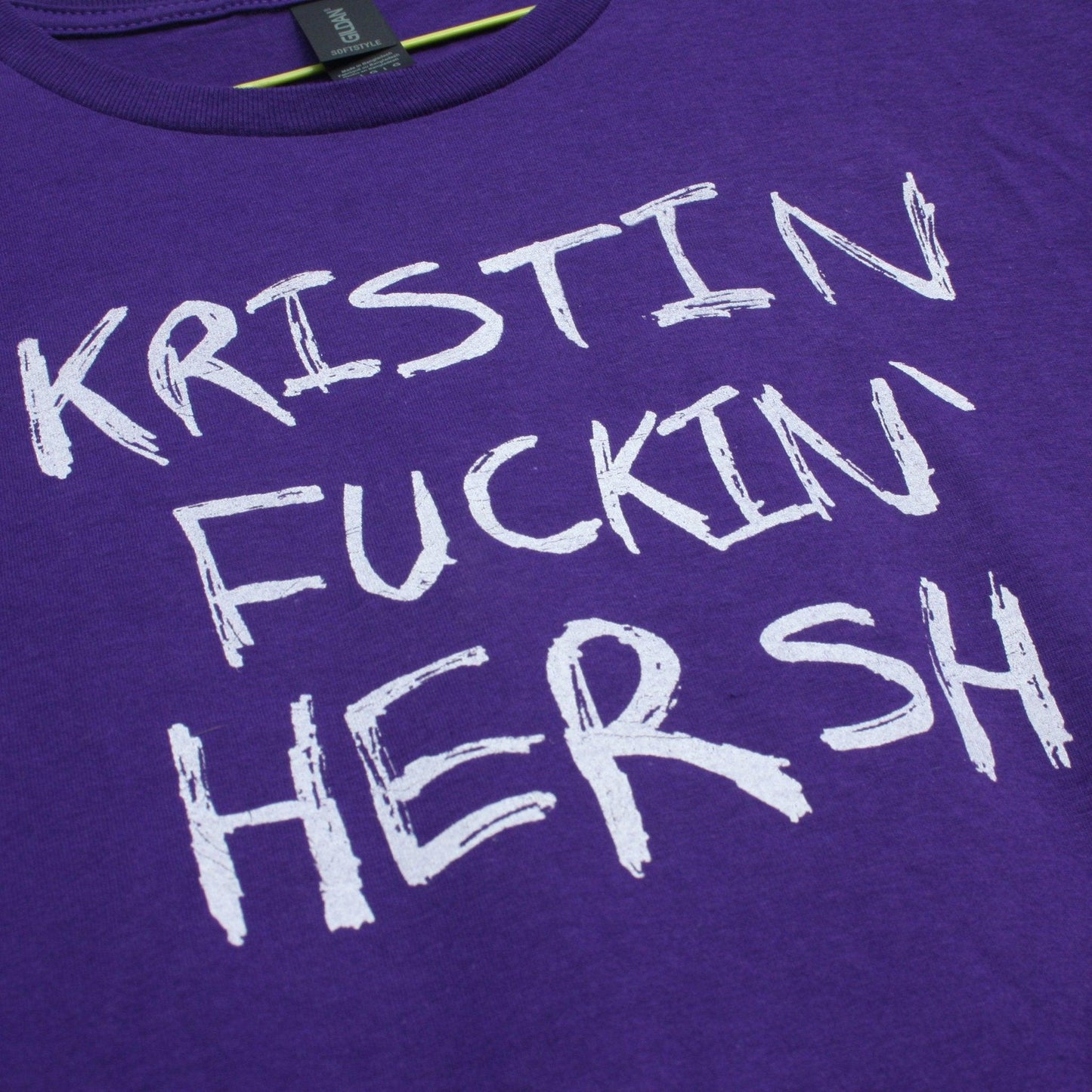KFH 'Kristin F****n' Hersh' graffiti style screen printed t-shirt, black with bold, sharpie drawn lettering design