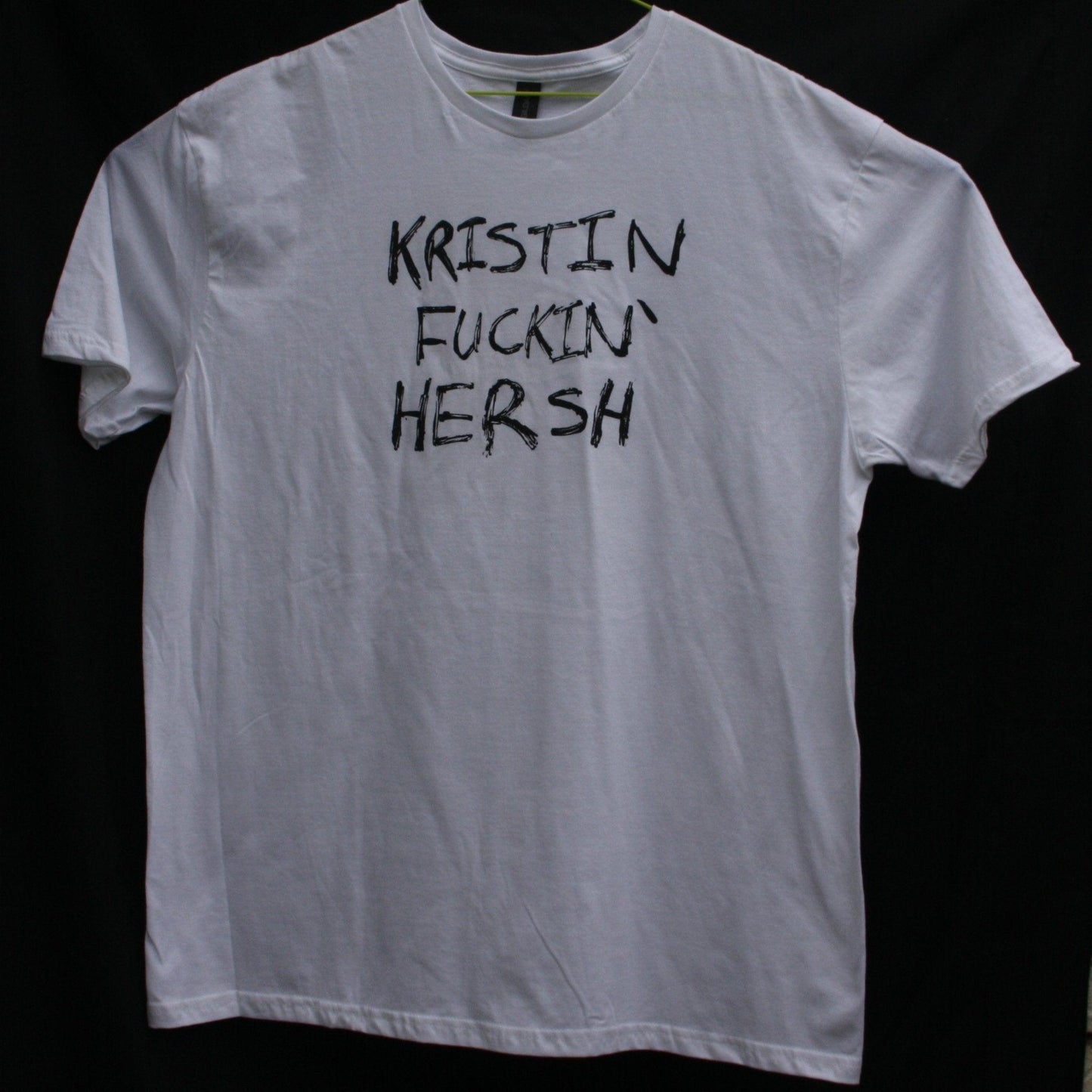 KFH 'Kristin F****n' Hersh' graffiti style screen printed t-shirt, black with bold, sharpie drawn lettering design