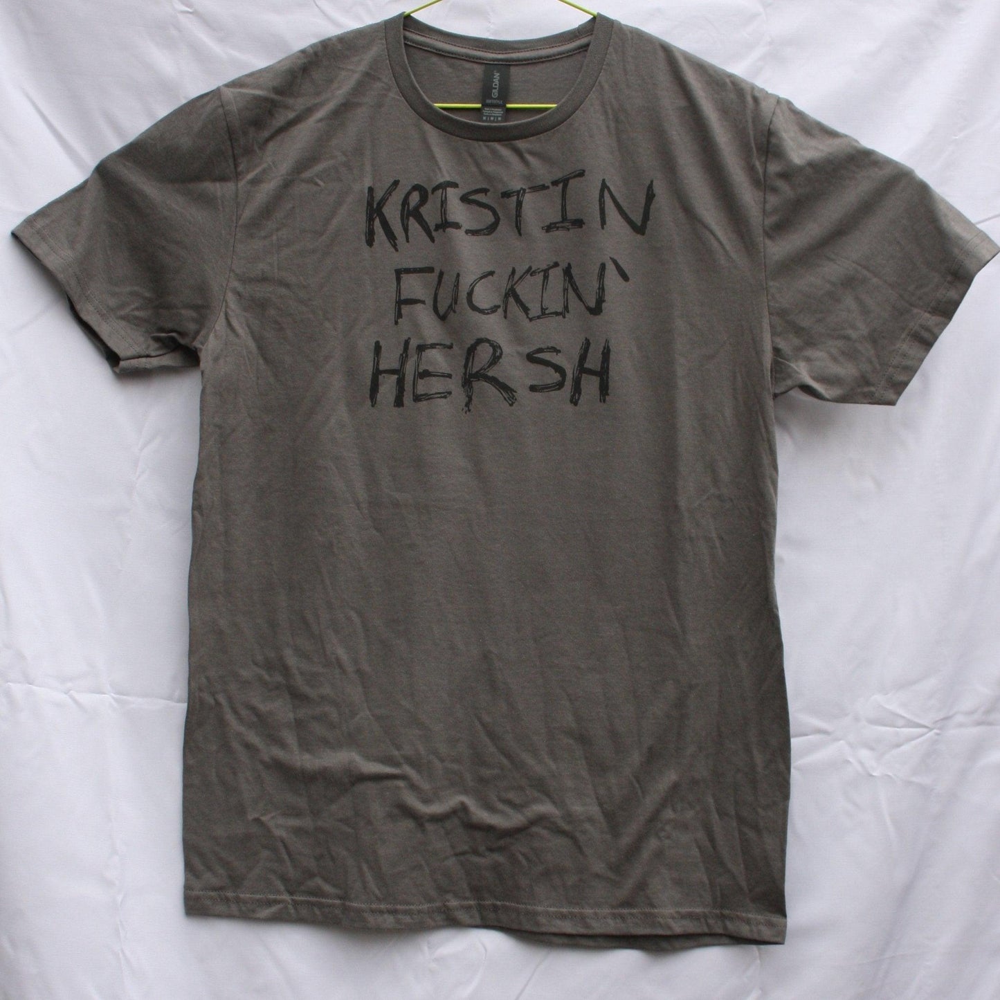 KFH 'Kristin F****n' Hersh' graffiti style screen printed t-shirt, black with bold, sharpie drawn lettering design
