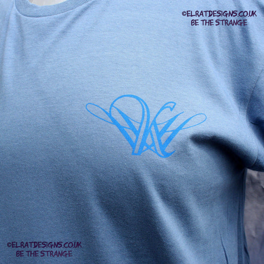 Kristin Hersh, Heaven, lyric shirt KH logo front pocket area, back print "in the race but out of step" handwritten by Kristin Hersh, written exclusively for ElRat designs - hero - elratdesigns.co.uk