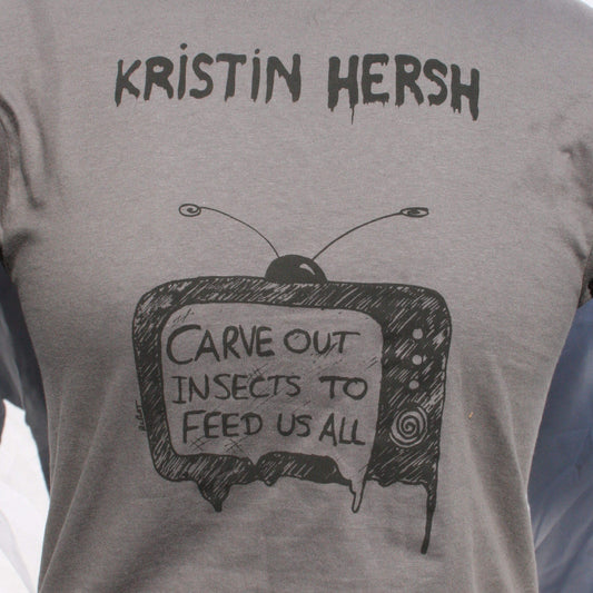 Kristin Hersh, 'Mississippi Kite' Painted TV tee - Screen printed t-shirt charcoal black close