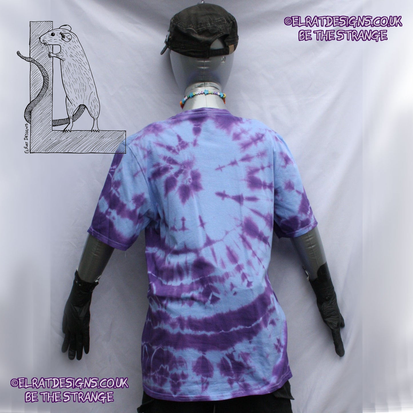 Misprint, 50 foot wave logo - ONE OFF Blue/Purple Tie - Dye cotton T-Shirt- MEDIUM #1 - ElRat Designs - elratdesigns.co.uk