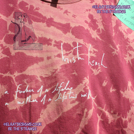 Misprint, Kristin Hersh Spring T-Shirt - ONE OFF Maroon Reverse Tie cotton T-Shirt- 4XLarge #1 - ElRat Designs - elratdesigns.co.uk