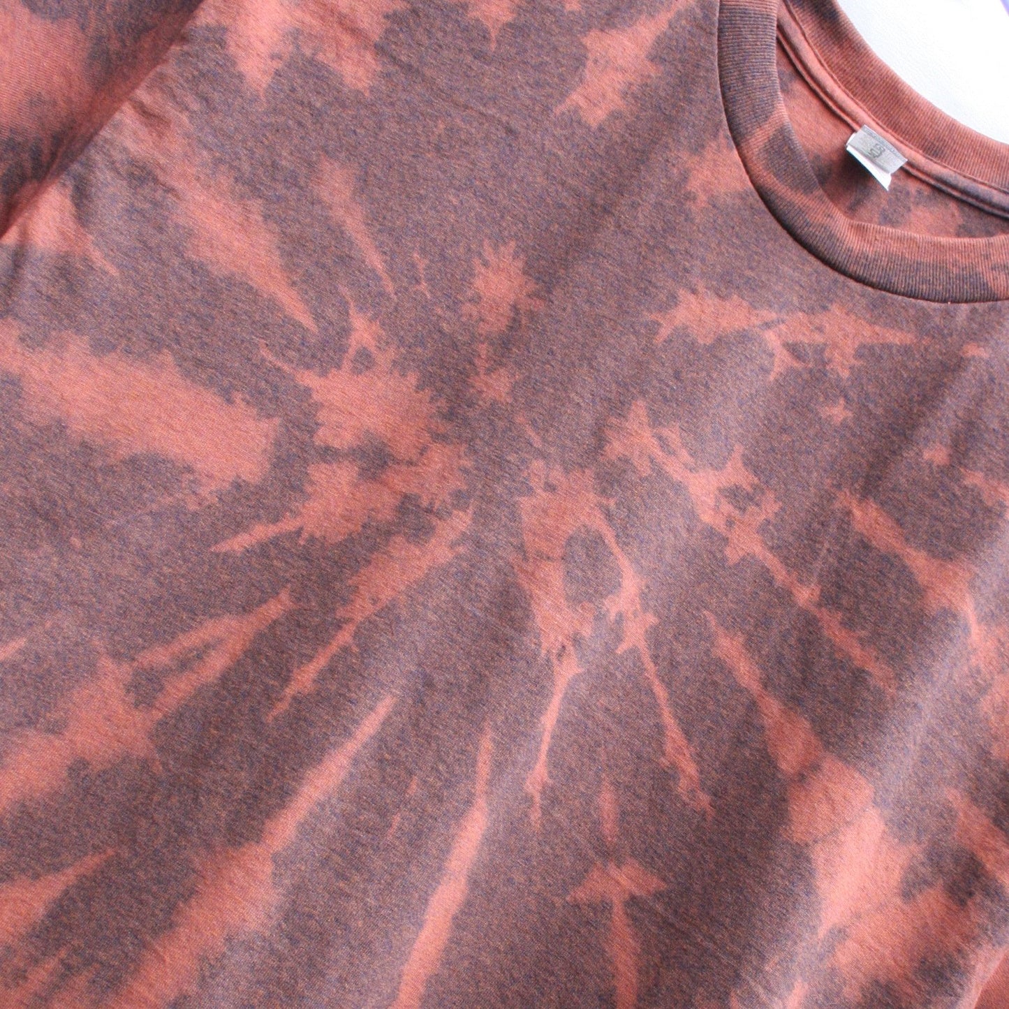 One of a kind Russet hand Tied & bleached shirt, with print of your choice MEDIUM - ElRatDesigns - T Shirt