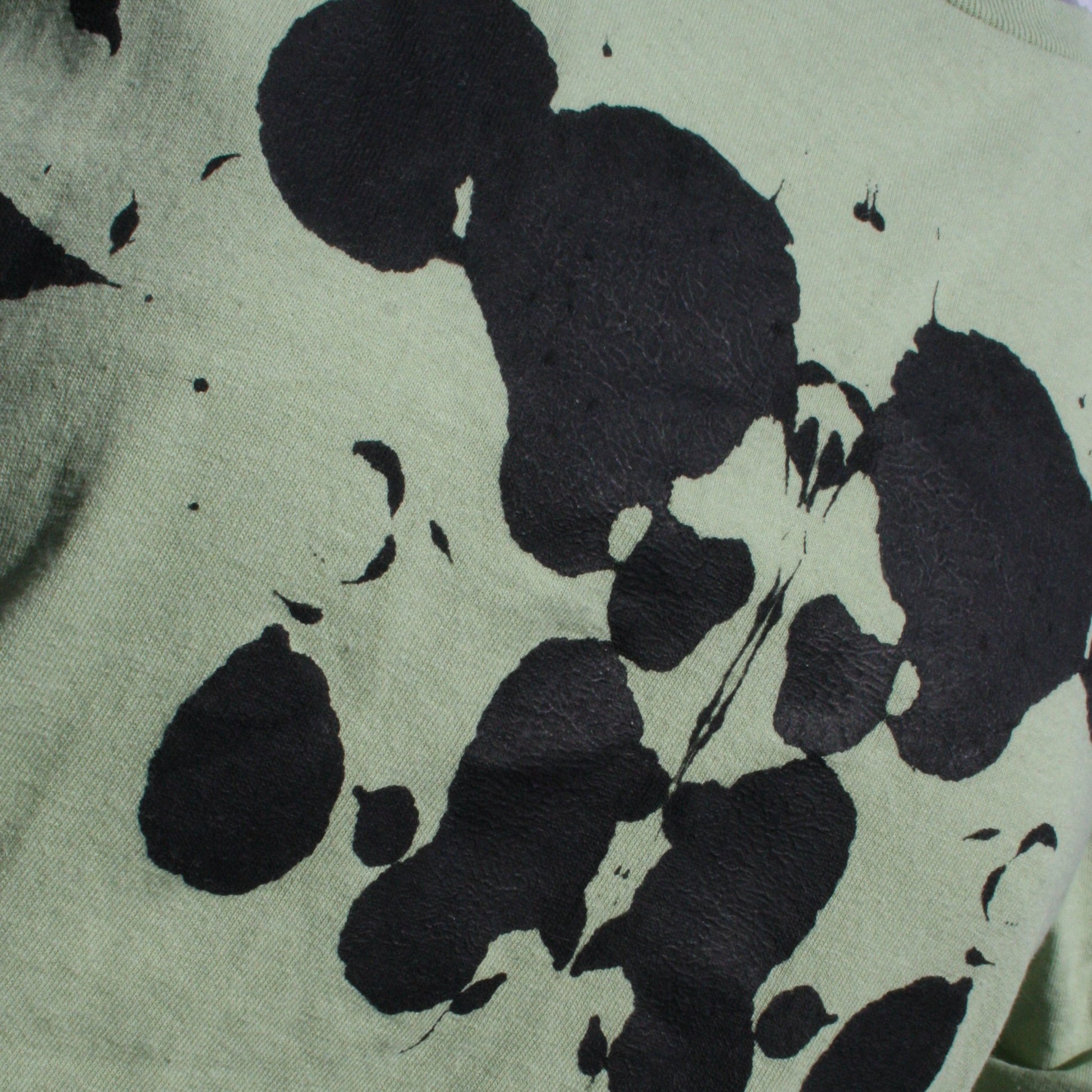 Rorschach, Pistachio green cotton T-Shirt with Black ink blot  - L #1 (RPis B L1)