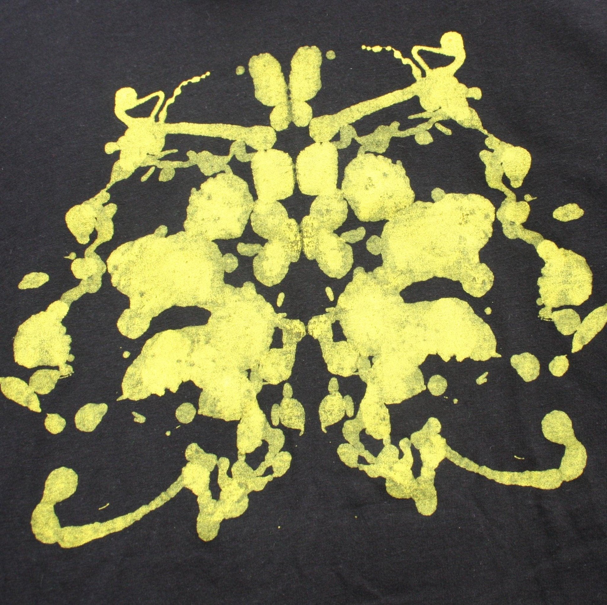 Rorschach, Black cotton T-Shirt with Yellow ink blot - XL #1 (RB Y XL1) - ElRatDesigns - T Shirt