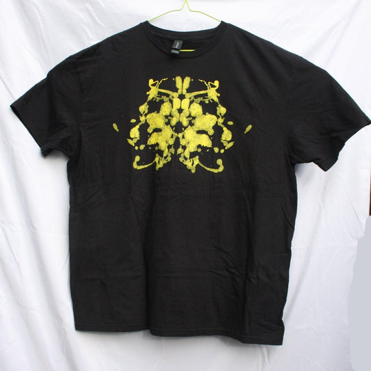 Rorschach, Black cotton T-Shirt with Yellow ink blot - XL #1 (RB Y XL1) - ElRatDesigns - T Shirt