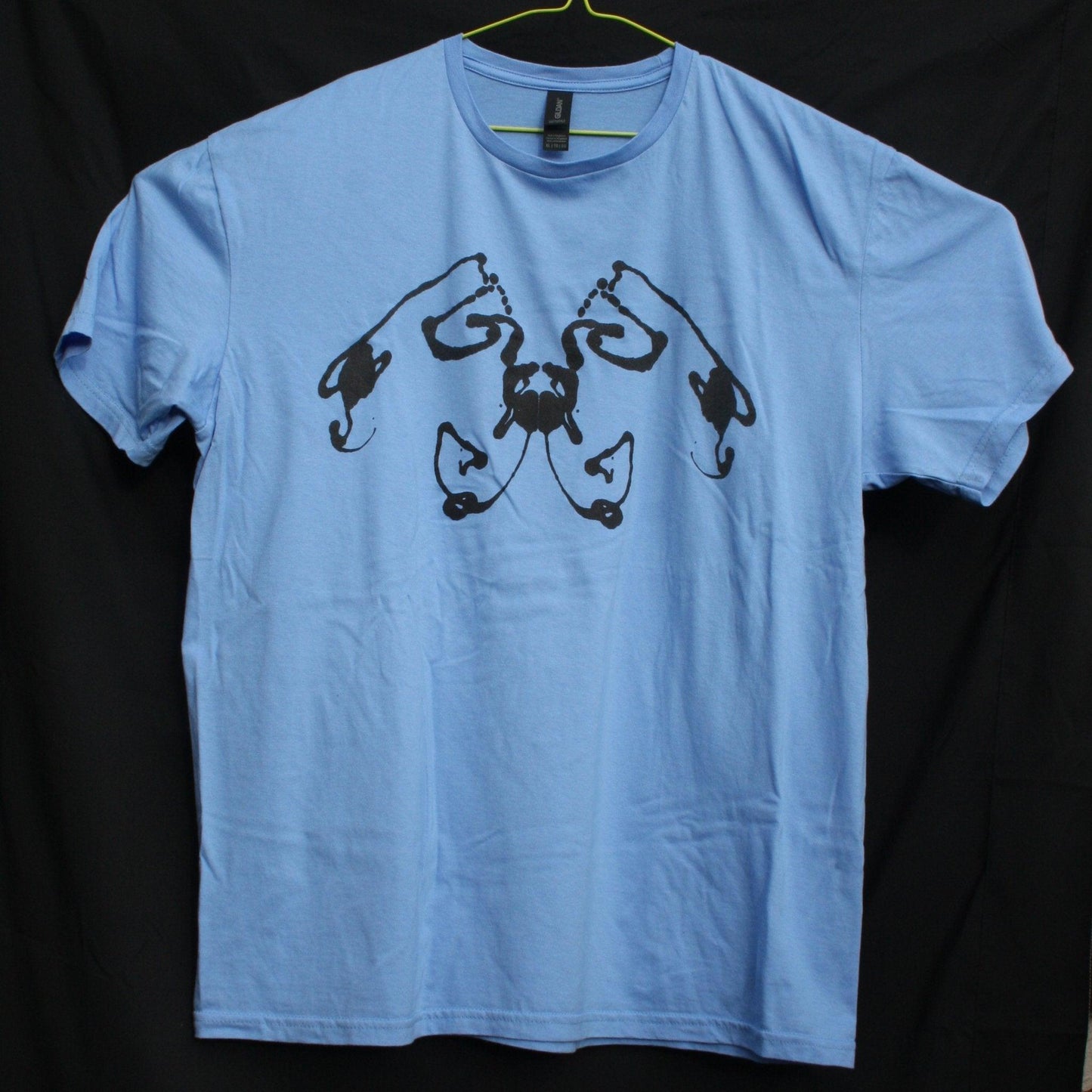 Rorschach, Carolina Blue cotton T-Shirt with Black ink blot - XL #1 (RCaB B XL1) - ElRatDesigns - T Shirt