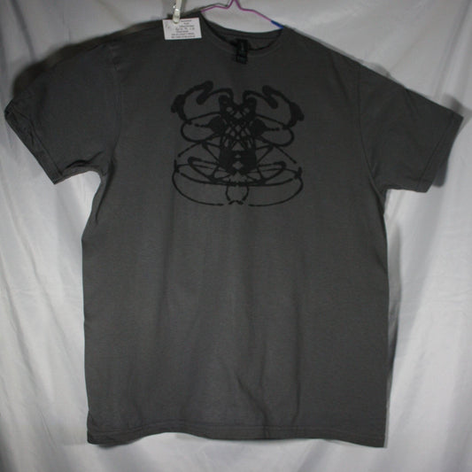 Rorschach, Charcoal cotton T-Shirt with Black ink blot - Large #2 (RCH B L2) - ElRatDesigns - T Shirt