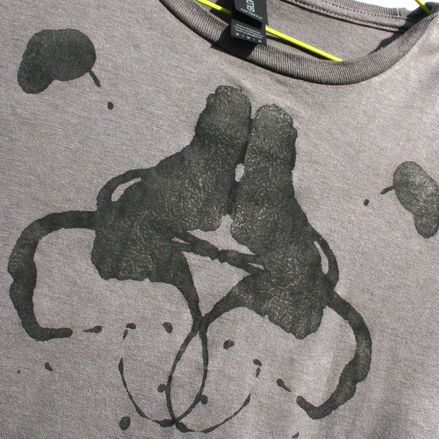 Rorschach, Charcoal cotton T-Shirt with Black ink blot - Medium #1 (RCH B M1) - ElRatDesigns - T Shirt