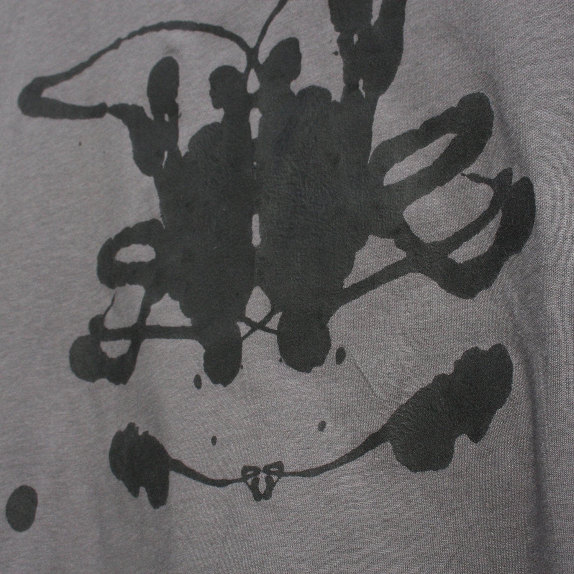 Rorschach, Charcoal cotton T-Shirt with Black ink blot - XL #1 (RCH B XL1) - ElRatDesigns - T Shirt