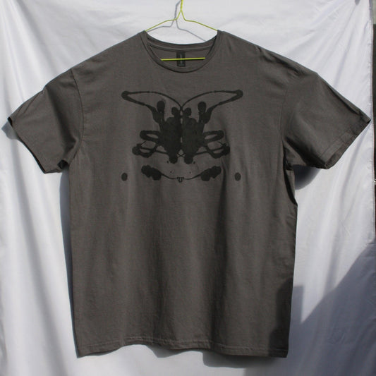 Rorschach, Charcoal cotton T-Shirt with Black ink blot - XL #1 (RCH B XL1) - ElRatDesigns - T Shirt