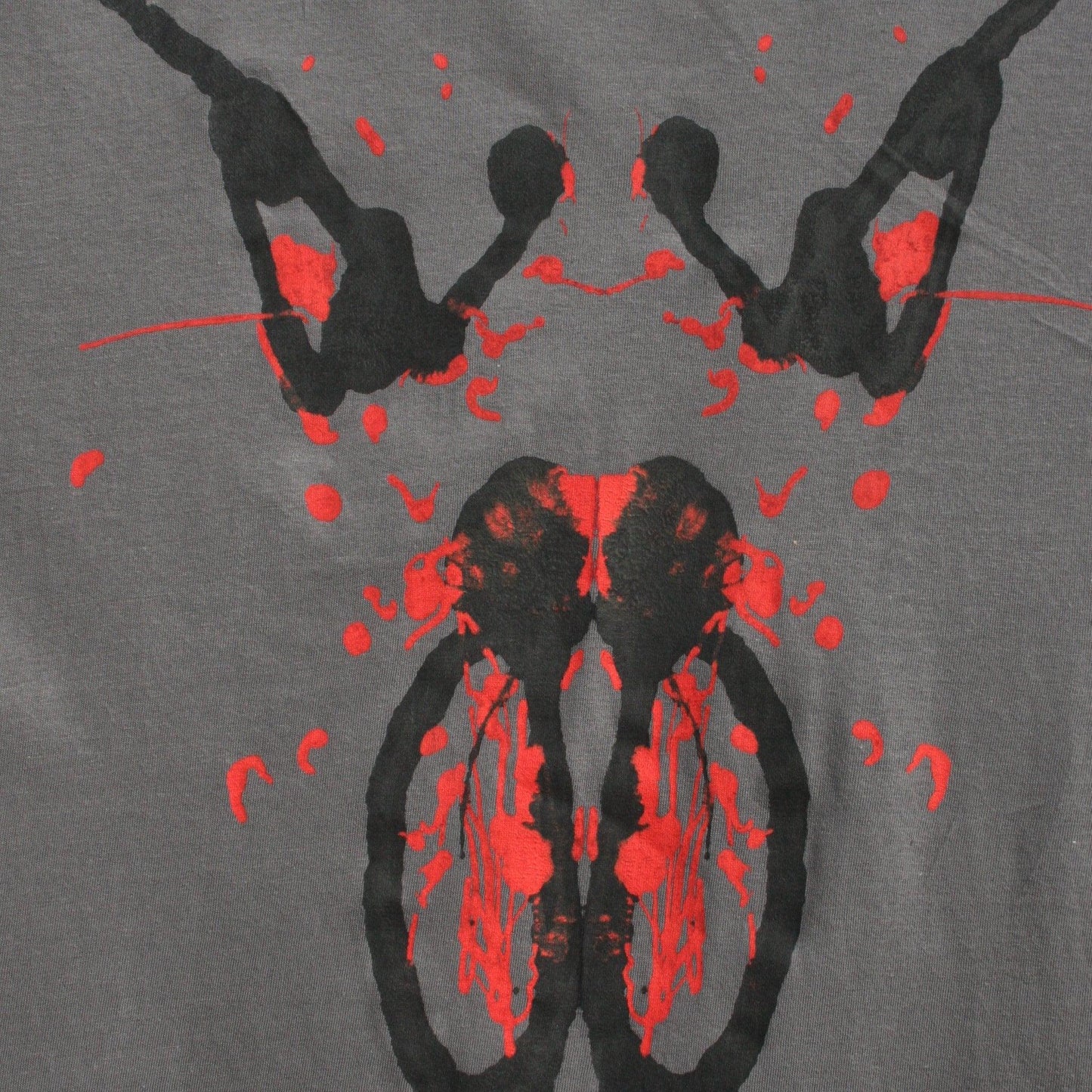 Rorschach, Charcoal cotton T-Shirt with Black & Red ink blot - Large #1 (RCH BR L1) - ElRatDesigns - T Shirt