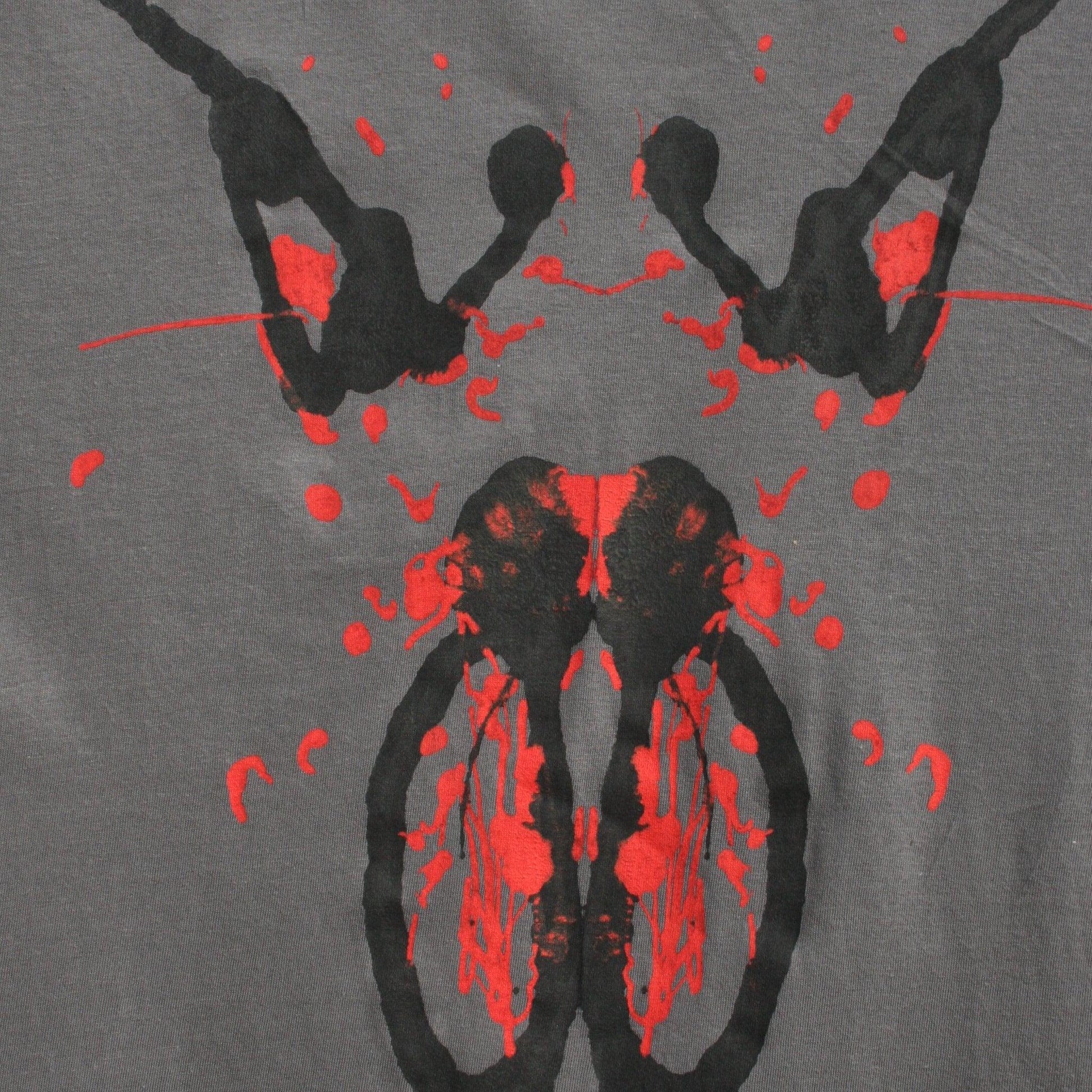Rorschach, Charcoal cotton T-Shirt with Black & Red ink blot - Large #1 (RCH BR L1) - ElRatDesigns - T Shirt