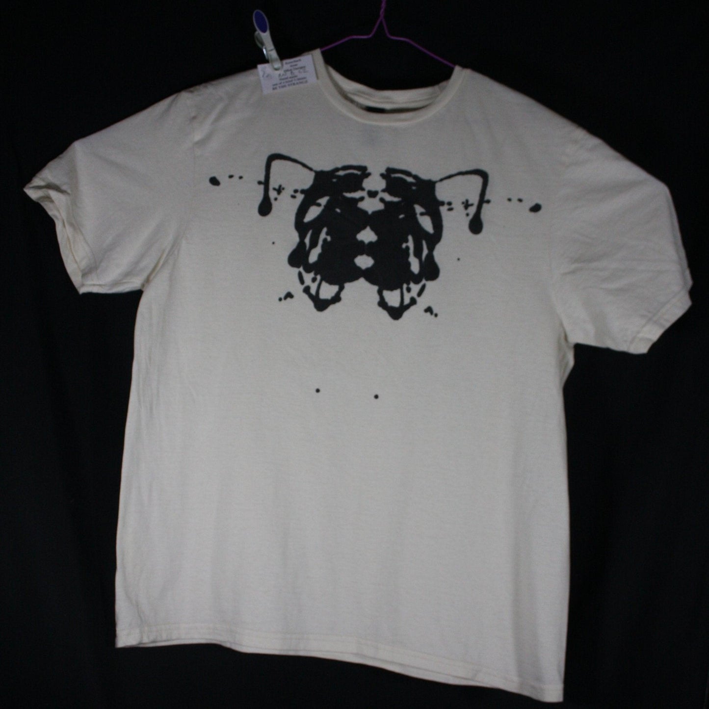 Rorschach, Natural cotton T-Shirt with Black ink blot - Large #2 (RN B L2) - ElRatDesigns - T Shirt