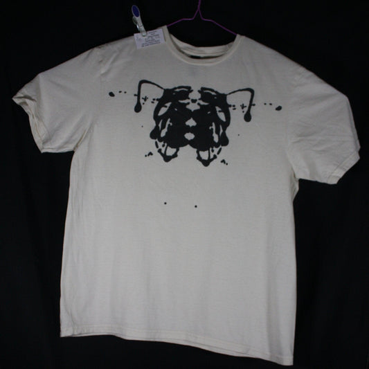 Rorschach, Natural cotton T-Shirt with Black ink blot - Large #2 (RN B L2) - ElRatDesigns - T Shirt