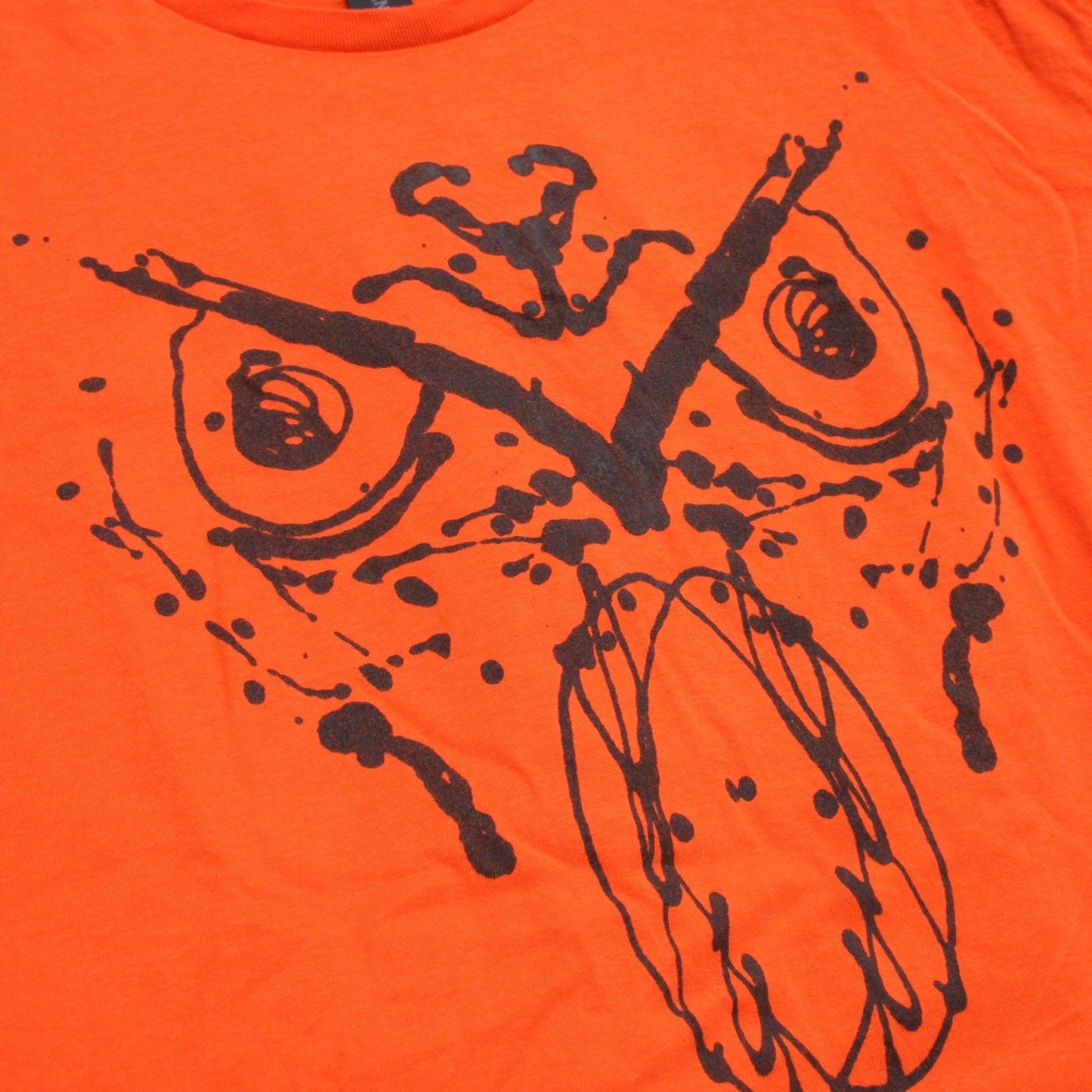 Rorschach, Orange cotton T-Shirt with Black ink blot - Large #1 (RO B L1) - ElRatDesigns - T Shirt