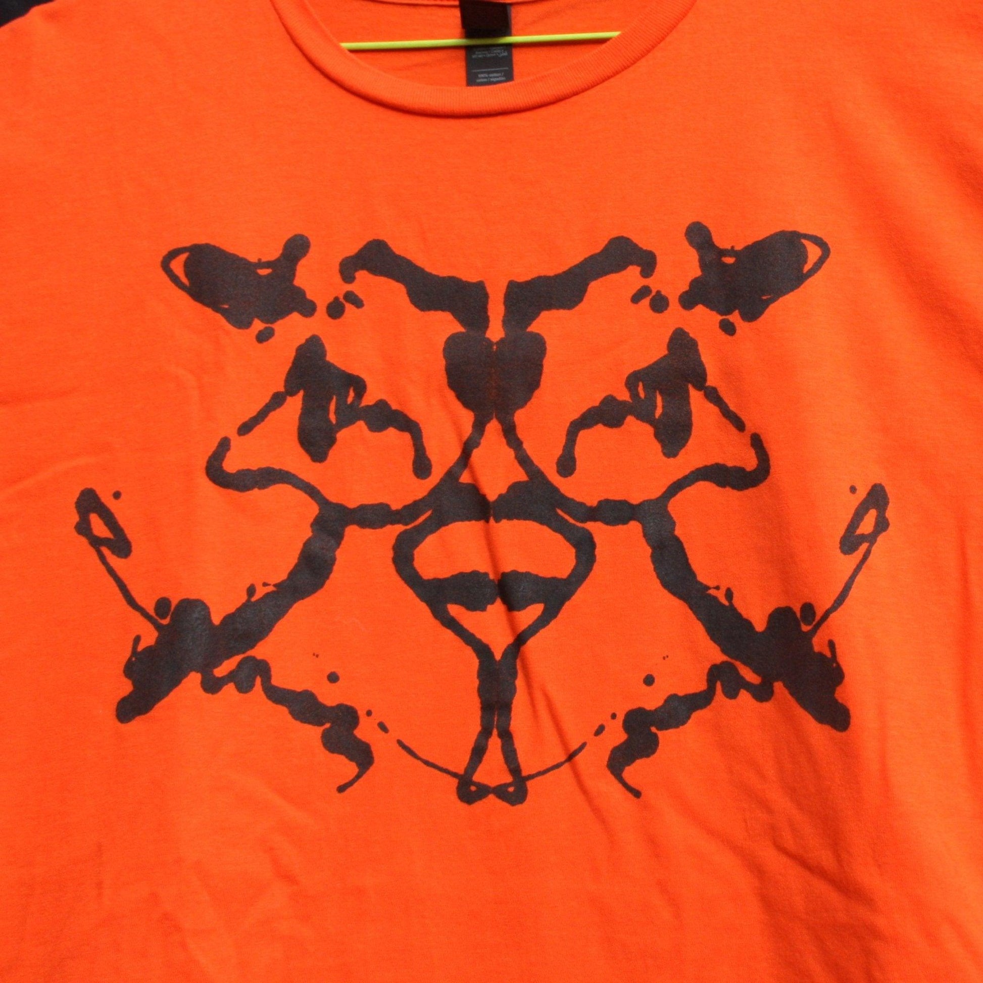Rorschach, Orange cotton T-Shirt with Black ink blot - XL#1 (RO B XL1) - ElRatDesigns - T Shirt
