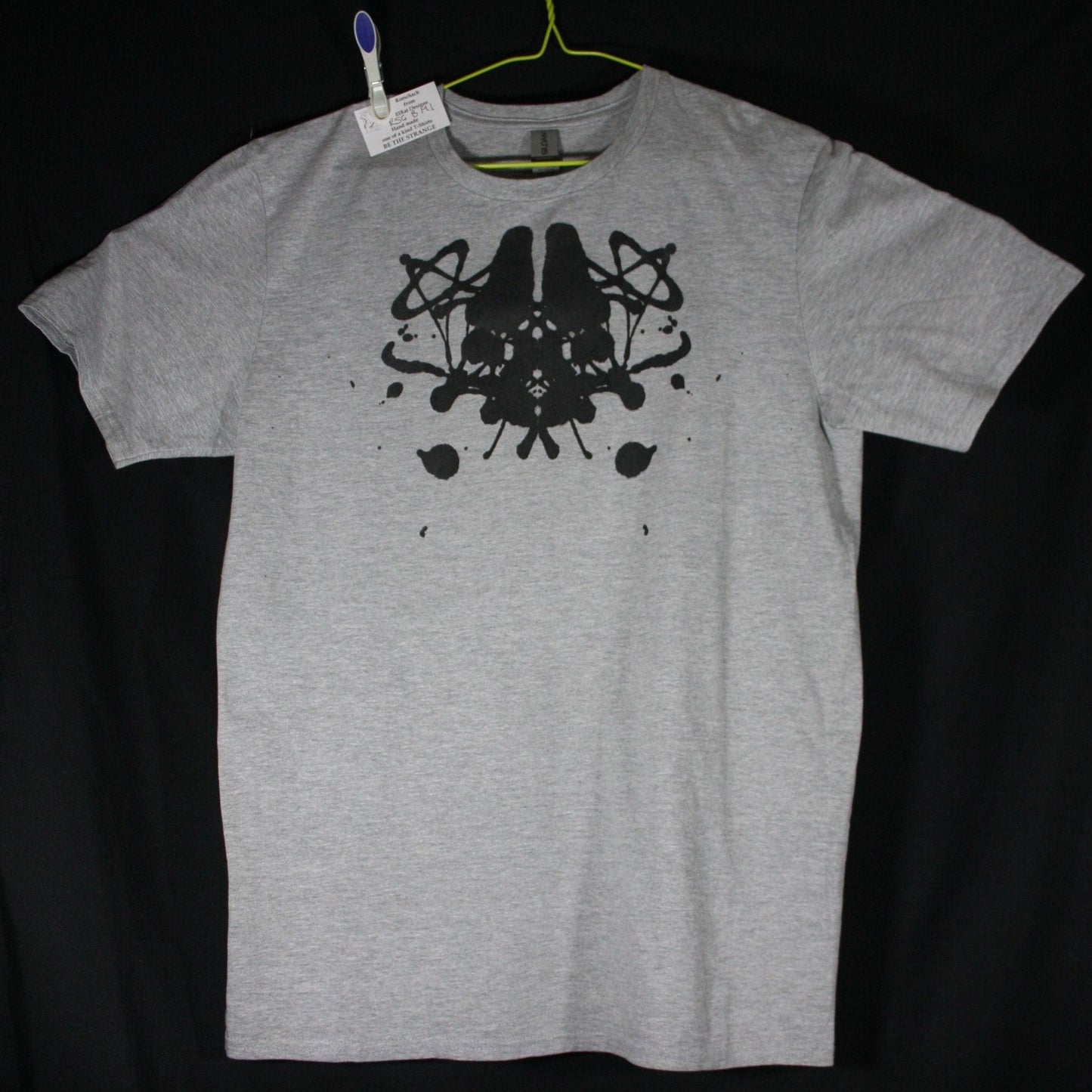 Rorschach, Pale Grey T-Shirt with Black ink blot - Medium #1 (RSG B M1) - ElRatDesigns - T Shirt