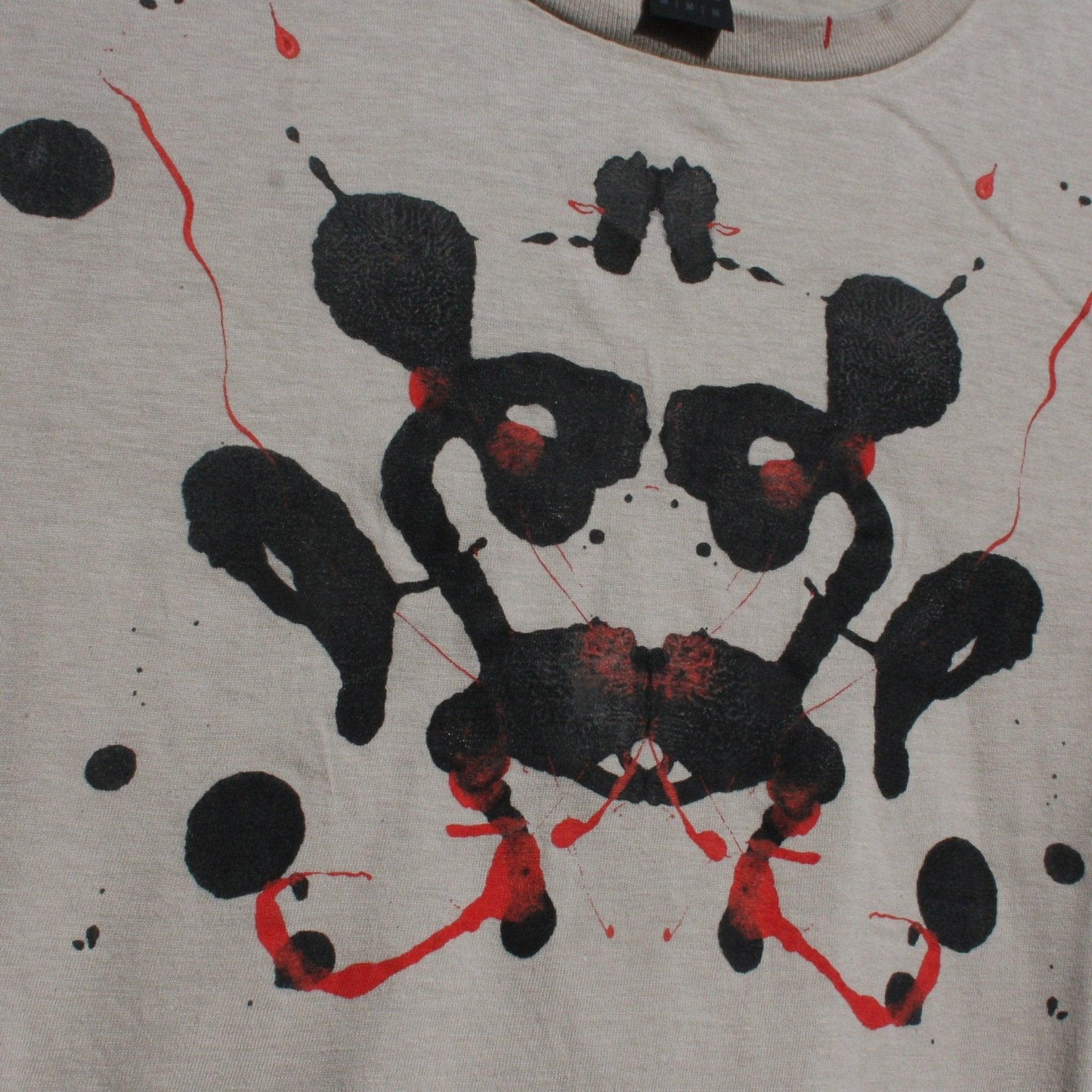 Rorschach, Sand cotton T-Shirt with Black & Red ink blot - Medium (#1 RS BR M1) - ElRatDesigns - T Shirt